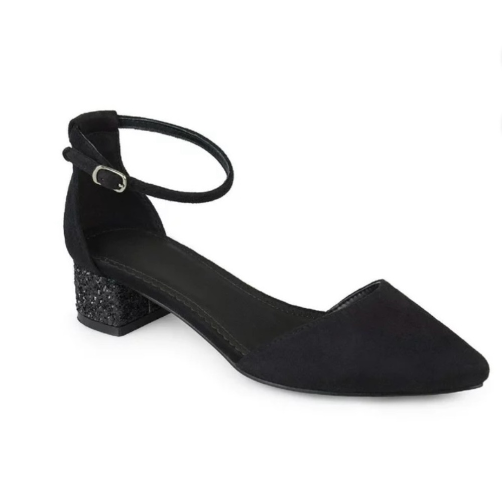 Journee Collection Mandy Glitter Heels in black size 9